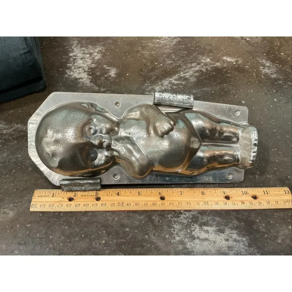 Antique Large Kewpie Chocolate Mold Tin Candy Mold #194 w/ Original Clips
